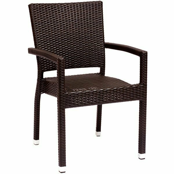 Bfm Seating Monterey Outdoor / Indoor Stackable Java Synthetic Wicker Arm Chair 163PH501CJV